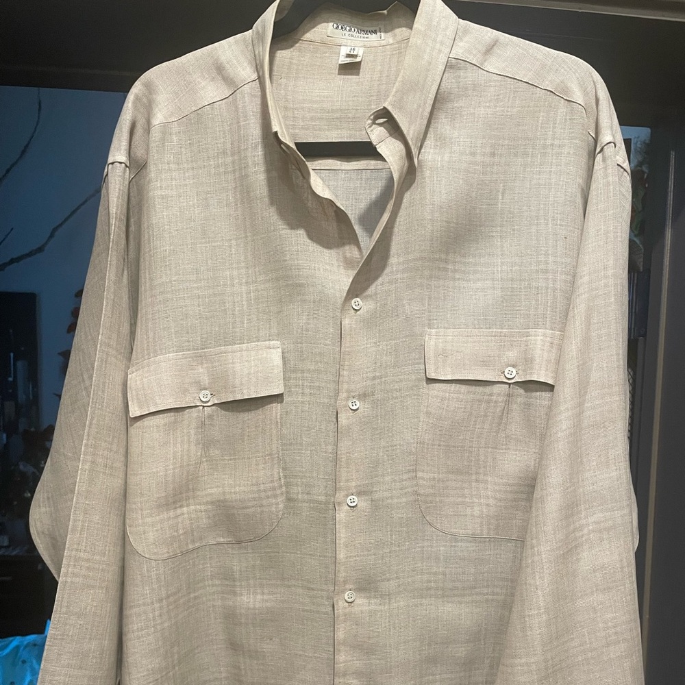 Mens Giorgio Armani Le Collection Long Sleeve Linen Button down shirt!